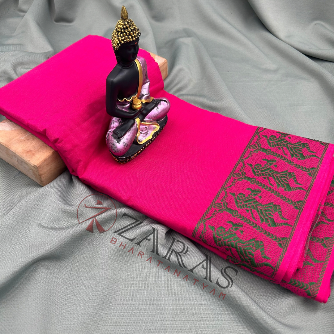 Bharatanatyam Dance Practice Saree - Pink Green Doll Border image 0