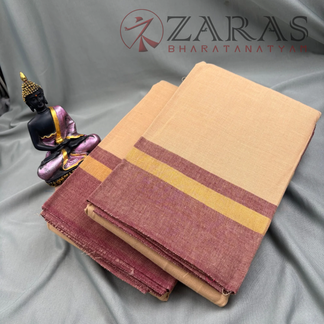 Bharatanatyam Dance Practice Saree - Sandal with Brown Plain Border image 1