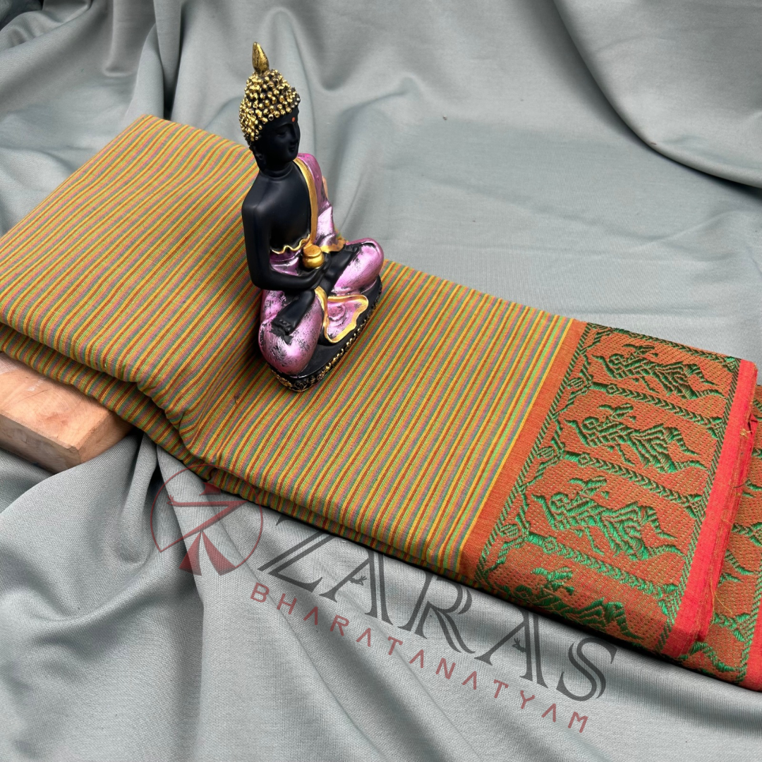 Bharatanatyam Dance Practice Saree - Tri Colour Doll Border image 0