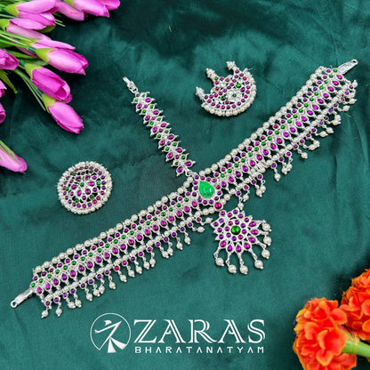 Bharatanatyam Dance Silver Jewellery - Headset Flower Design PG Kemp CS image 2