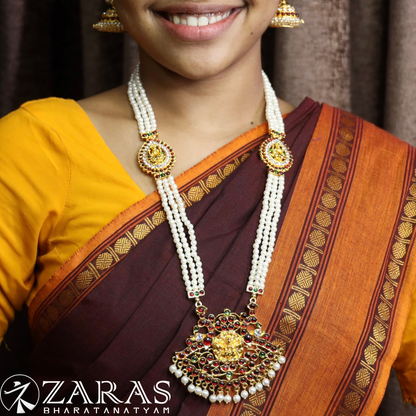 Bharatanatyam Dance Jewellery - 3 Line Beads Lakshmi Pea RG Kemp (Muthu Maalai) image 0