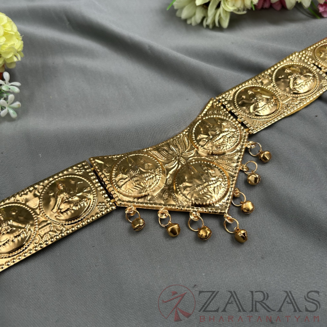 Bharatanatyam Dance Jewellery - Full Gold Hip Belt Lakshmi (Ottiyanam) image 1