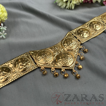 Bharatanatyam Dance Jewellery - Full Gold Hip Belt Lakshmi (Ottiyanam) image 1
