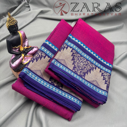 Dance Practice Saree - Purple With Blue Temple Border image 1