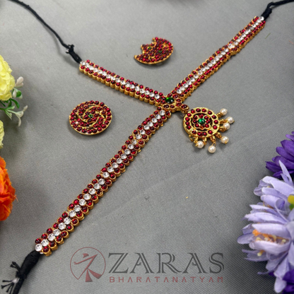 Bharatanatyam Dance Jewellery - Headset Round S Sow RG Kemp Beads CS image 1