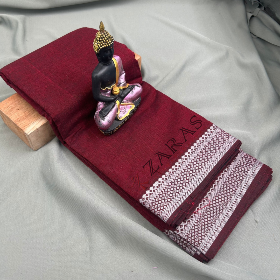 Bharatanatyam Dance Practice Saree - Maroon with White Gopuram Border image 0