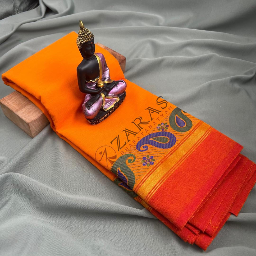 Bharatanatyam Dance Practice Saree - Mango Yellow RD Manga Border image 1