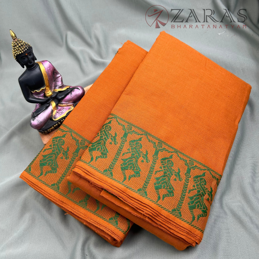 Bharatanatyam Dance Practice Saree - L Brown with Green Doll Border image 1