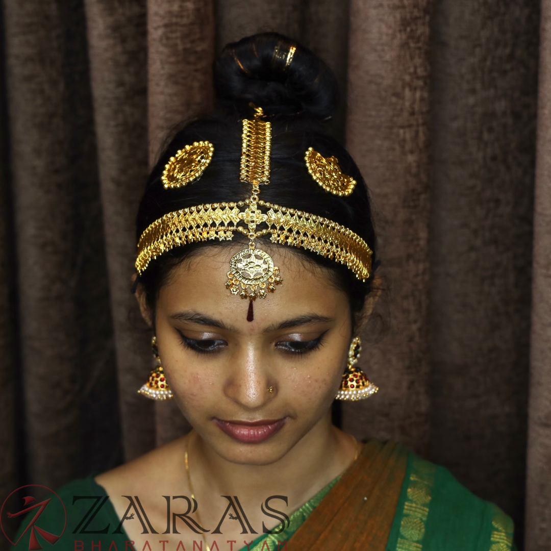 Bharatanatyam Dance Jewellery - V Design Full Gold Drop Star image 1