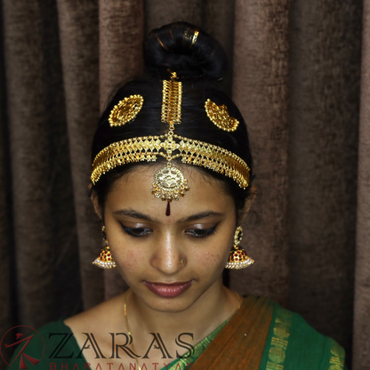 Bharatanatyam Dance Jewellery - V Design Full Gold Drop Star image 1
