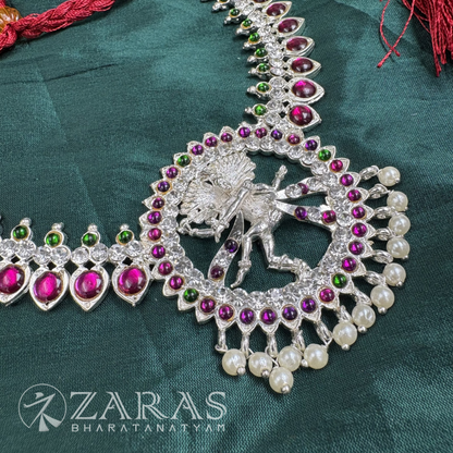 Bharatanatyam Dance Silver Jewellery - Nadaraj Necklace PG Kemp Stone image 2