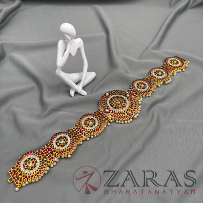 Bharatanatyam Dance Jewellery - Lotus CS RG Hip Belt Kemp Round (Ottiyanam) image 2