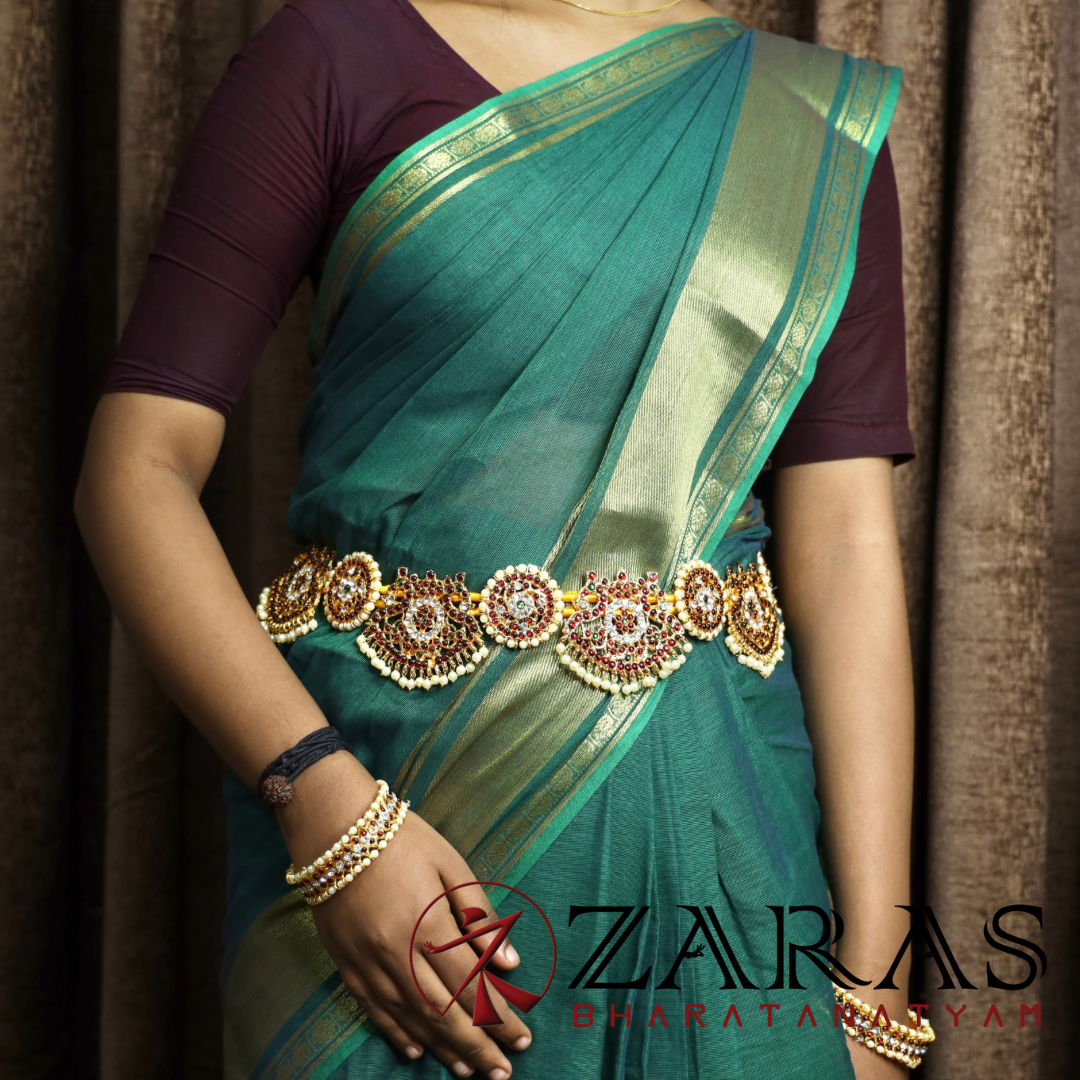 Bharatanatyam Dance Jewellery - Sun & Peacock Hip Belt RG CS Kemp (Ottiyanam) image 1