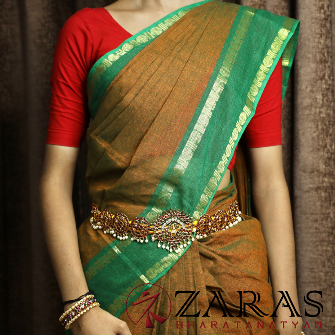Bharatanatyam Dance Jewellery - Peacock R Hip Belt RG CS Kemp (Ottiyanam) image 1