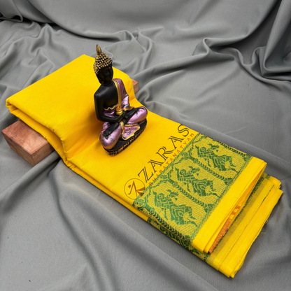 Bharatanatyam Dance Practice Saree - Yellow Green Doll Border image 1