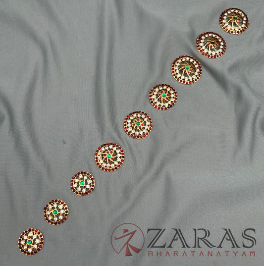 Bharatanatyam Dance Jewellery - Kemp Jada Billa Round CS (Set of 9 Pcs) image 0