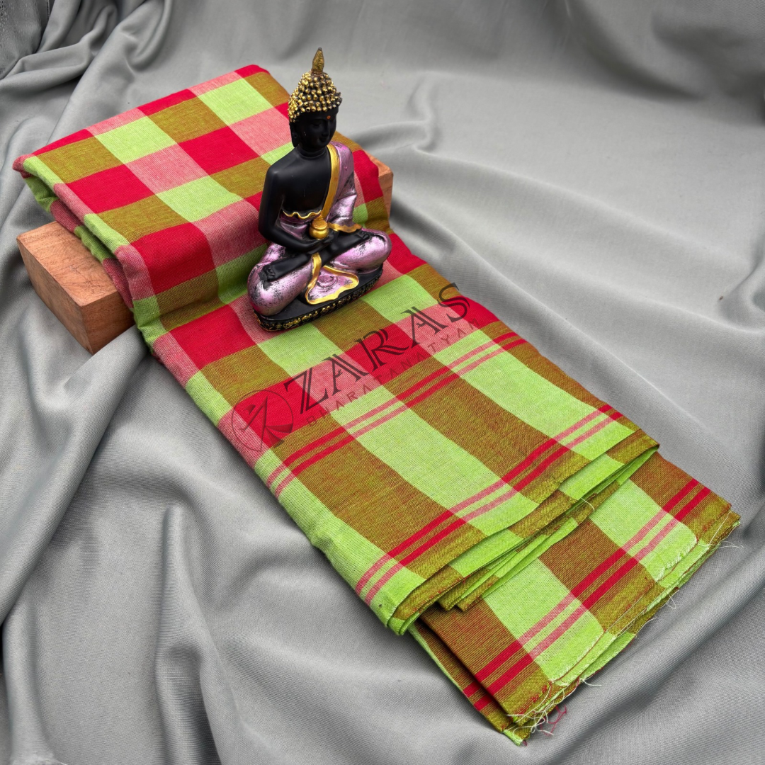 Bharatanatyam Dance Practice Saree - Light Green with Red Plain Border image 0