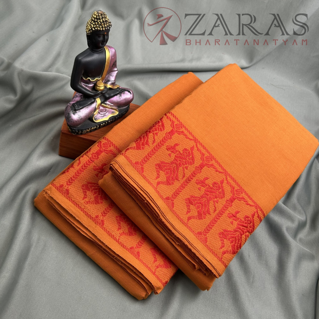 Bharatanatyam Dance Practice Saree - Brown with Red Doll Border image 1
