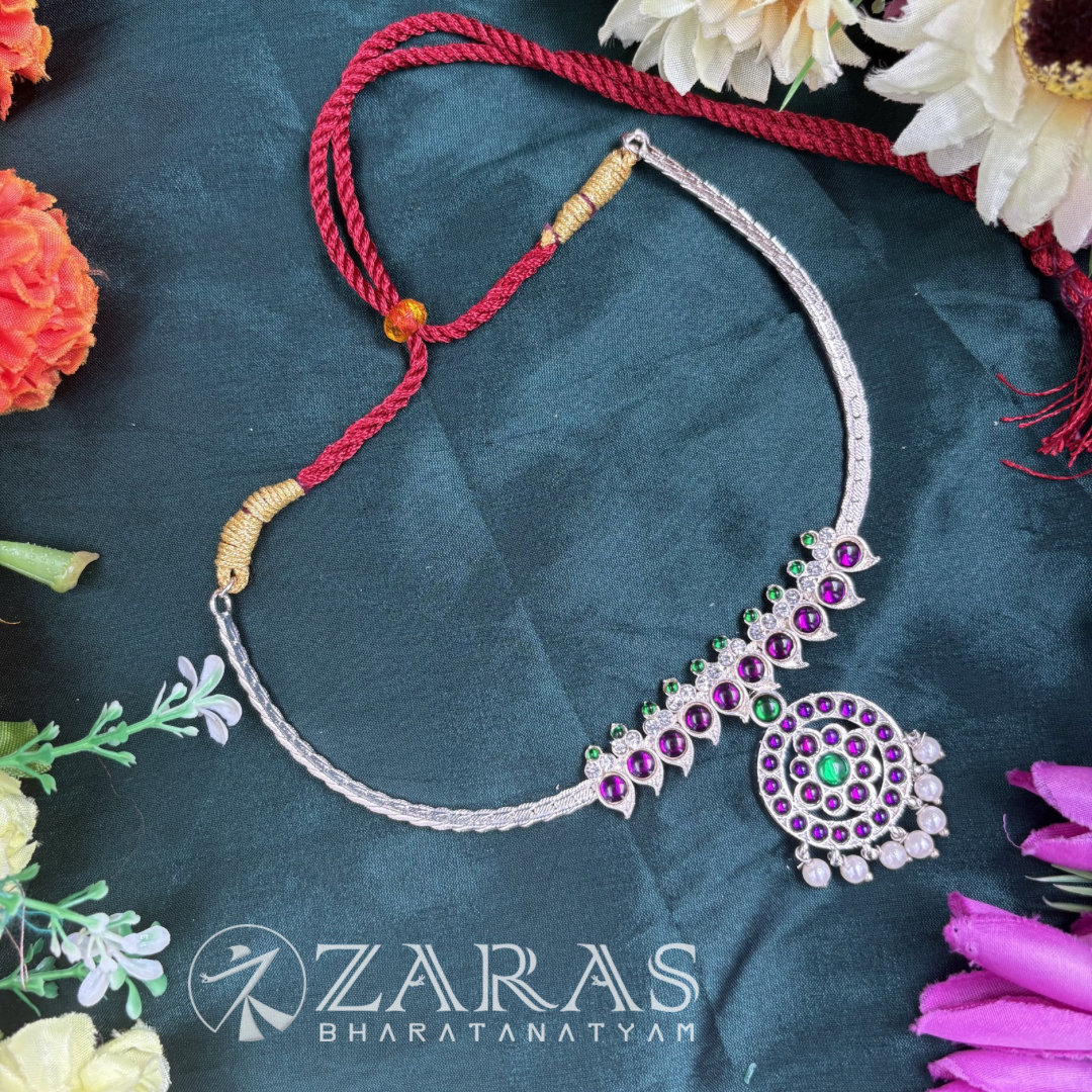 Bharatanatyam Dance Silver Jewellery - S Manga Necklace PG Kemp Stone image 0