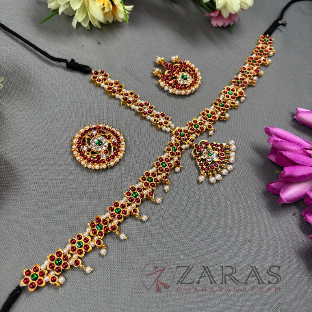Bharatanatyam Dance Jewellery - Headset Flower RG Kemp Beads image 1