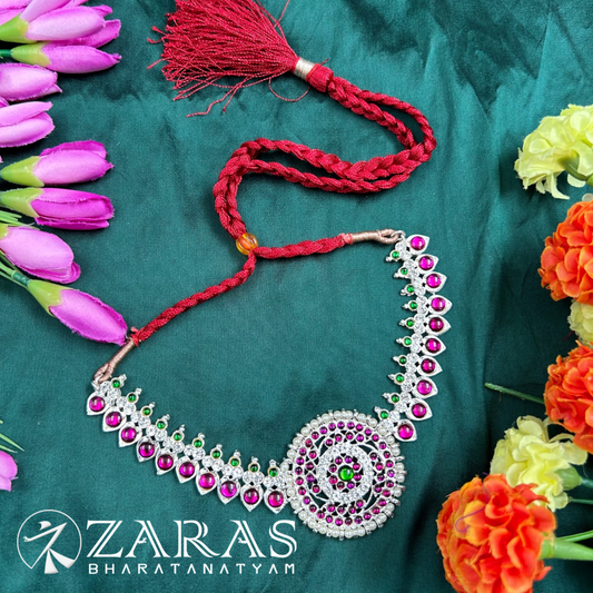 Bharatanatyam Dance Silver Jewellery - Round & S Manga Necklace PG Kemp CS image 0