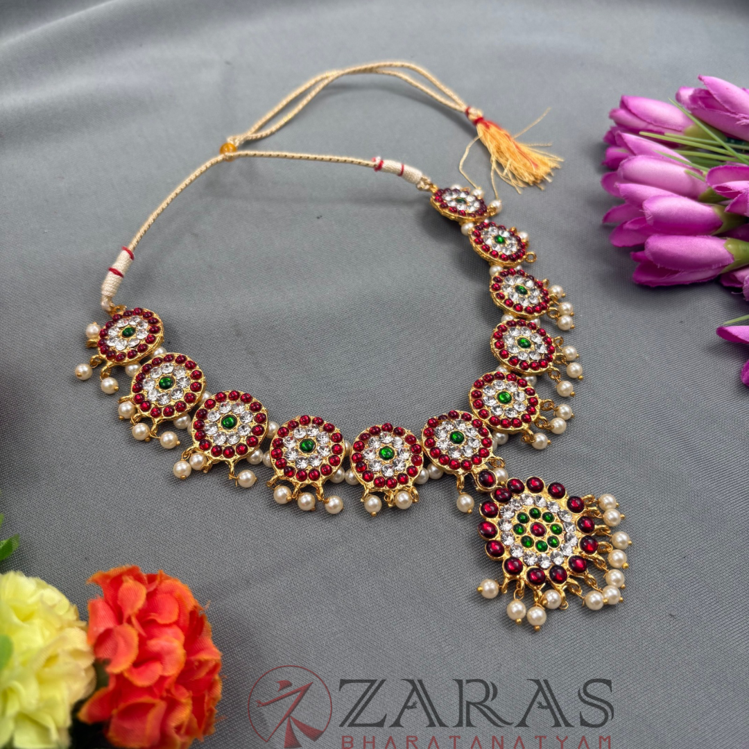 Bharatanatyam Dance Jewellery Necklace - Round Flower CS RG Kemp image 1