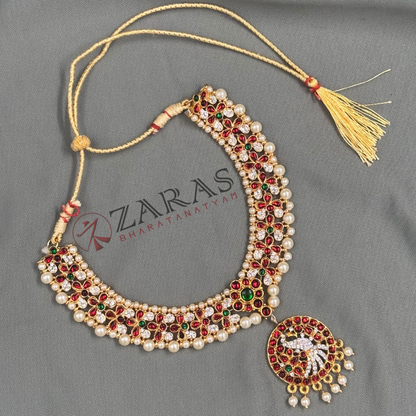 Bharatanatyam Dance Jewellery - Necklace RG Flower Kemp CS Peacock Design image 2