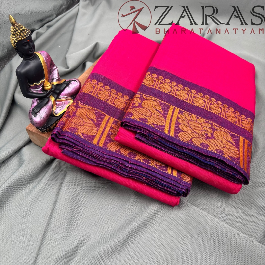 Bharatanatyam Dance Practice Saree - Pink Violet Big Peacock Border image 2