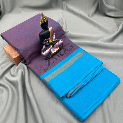 Bharatanatyam Dance Practice Saree - Lavender Mix Blue Plain Border image 0