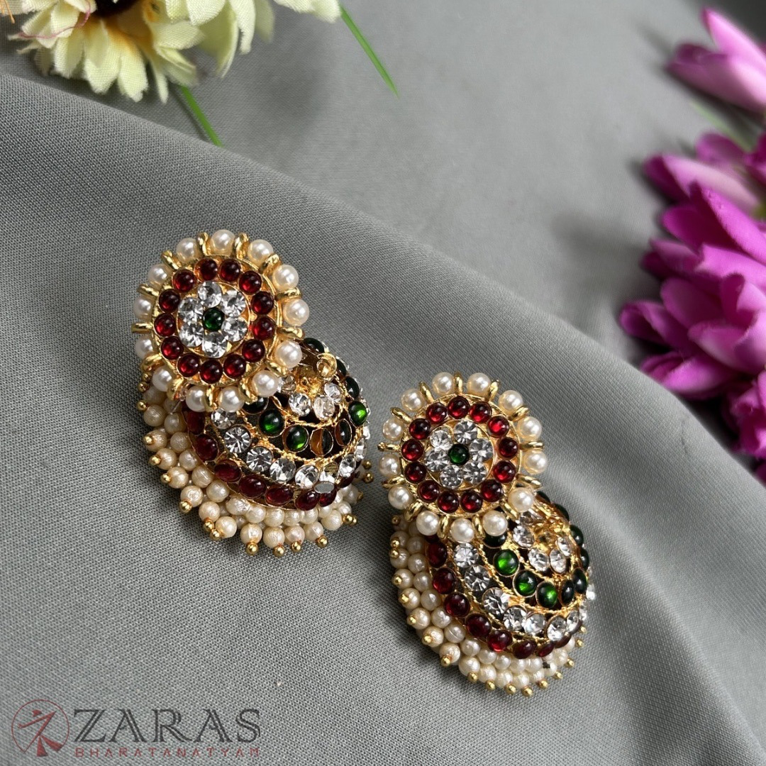 Bharatanatyam Dance Jewellery - 4L Red W Kemp CS Jimiki with Kammal image 1