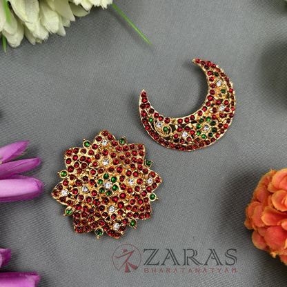 Bharatanatyam Dance Jewellery - Sun & Moon Flower RG Kemp image 2