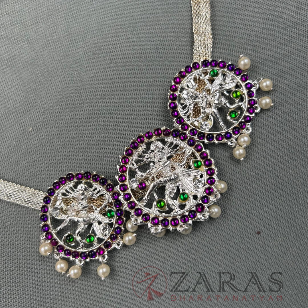 Bharatanatyam Dance Silver Jewellery - Nadaraj Necklace PG Kemp Stone image 1