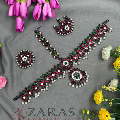 Bharatanatyam Dance Jewellery Black - Headset Leaf & Flower RG Kemp CS image 2