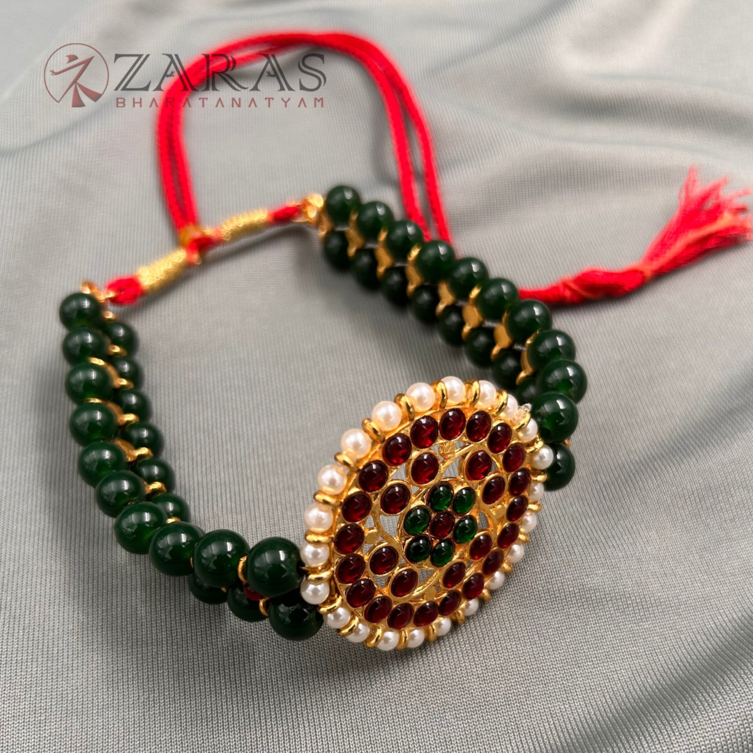 Bharatanatyam Dance Jewellery - 2L Green Beads Round Choker RG Kemp image 0