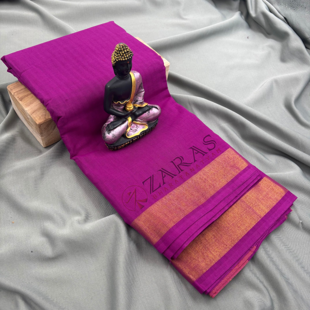 Bharatanatyam Dance Practice Saree - Purple with Gold Plain Border image 0