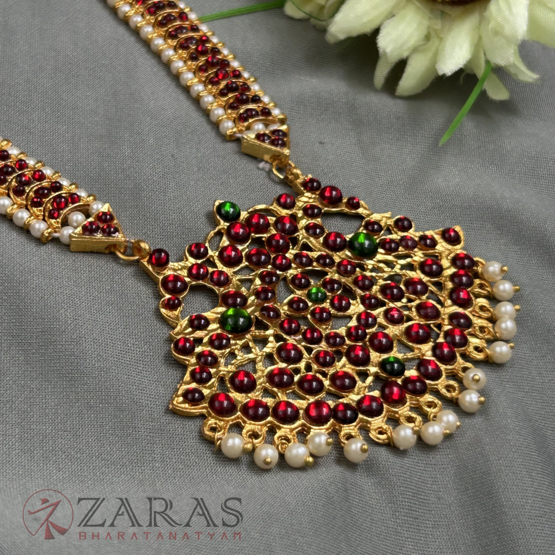 Bharatanatyam Dance Jewellery - C & Padak RG Kemp Haaram / Long Chain image 1