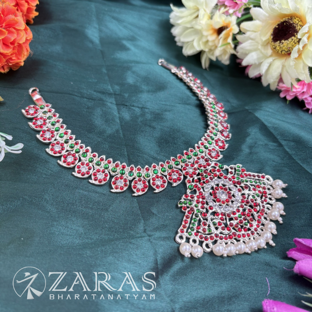 Bharatanatyam Dance Silver Jewellery - Manga Necklace RG Kemp Stone image 2