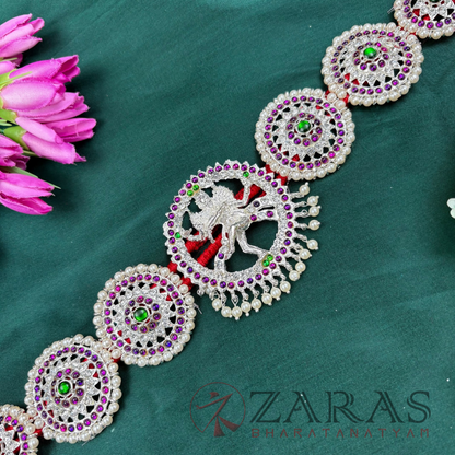 Bharatanatyam Dance Silver Jewellery - Round Nadaraj PG Kemp Hip Belt CS (Ottiyanam) image 1