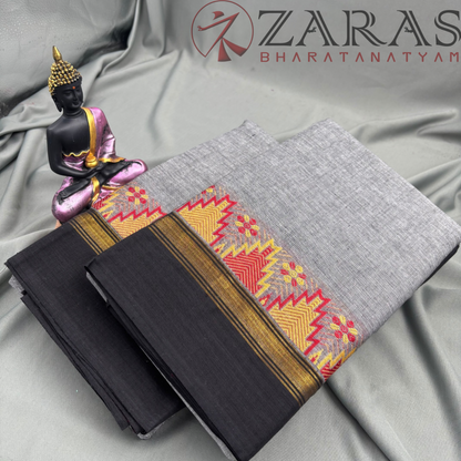Bharatanatyam Dance Practice Saree - Grey Black Gopuram Border image 2