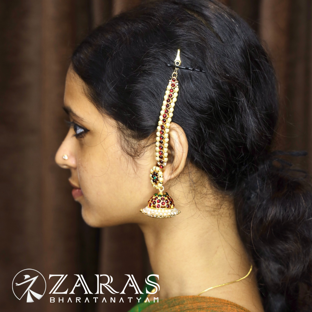 Bharatanatyam Dance Jewellery - Maatal Single Line R Kemp with Pear image 1
