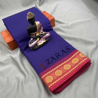 Bharatanatyam Dance Practice Saree - Blue with Maroon Gopuram Border image 0