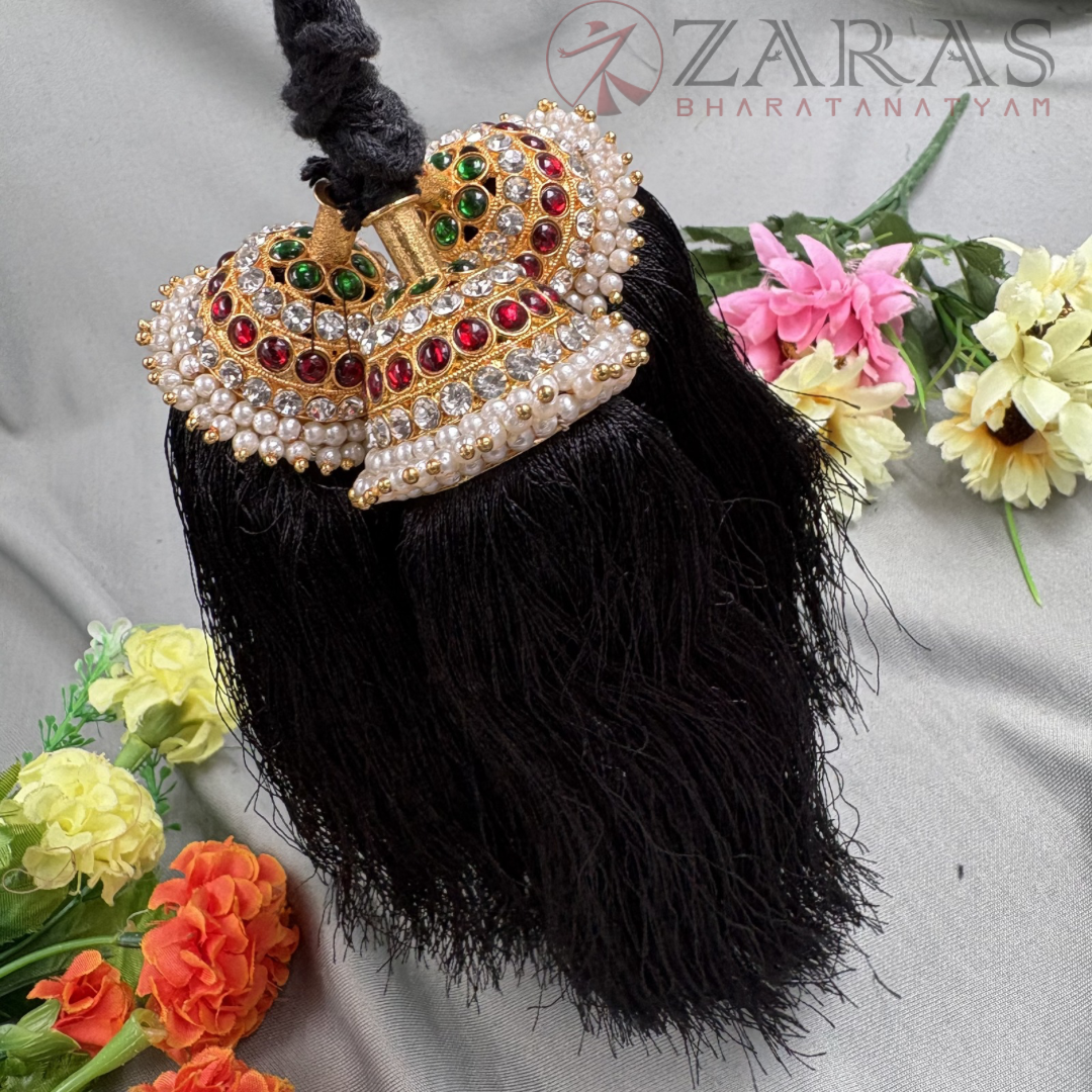 Bharatanatyam Dance Jewellery - Kunjalam Kemp 4 Line Hair Type image 2