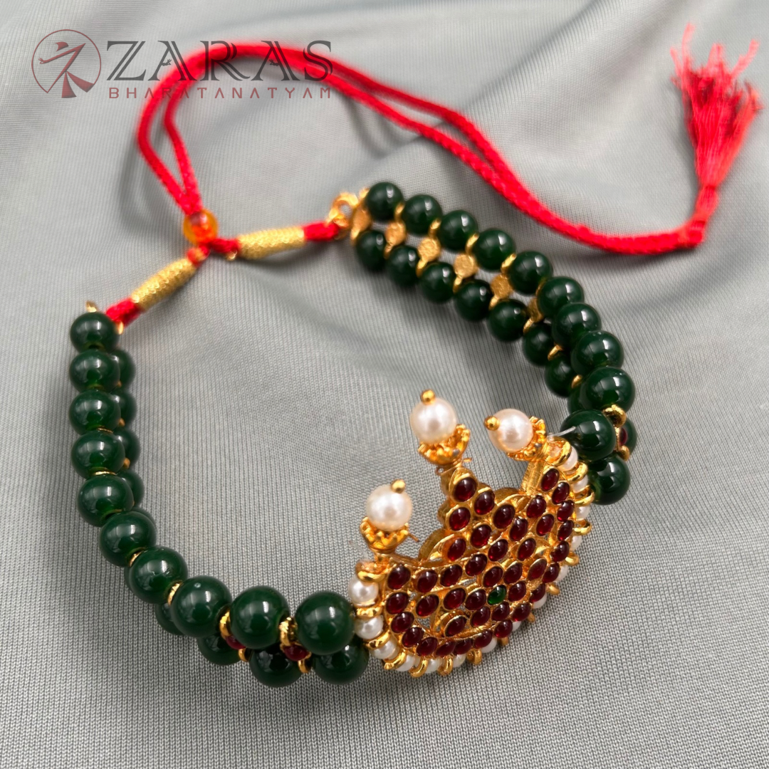 Bharatanatyam Dance Jewellery - 2L Green Beads Choker 1M Kemp CS image 0
