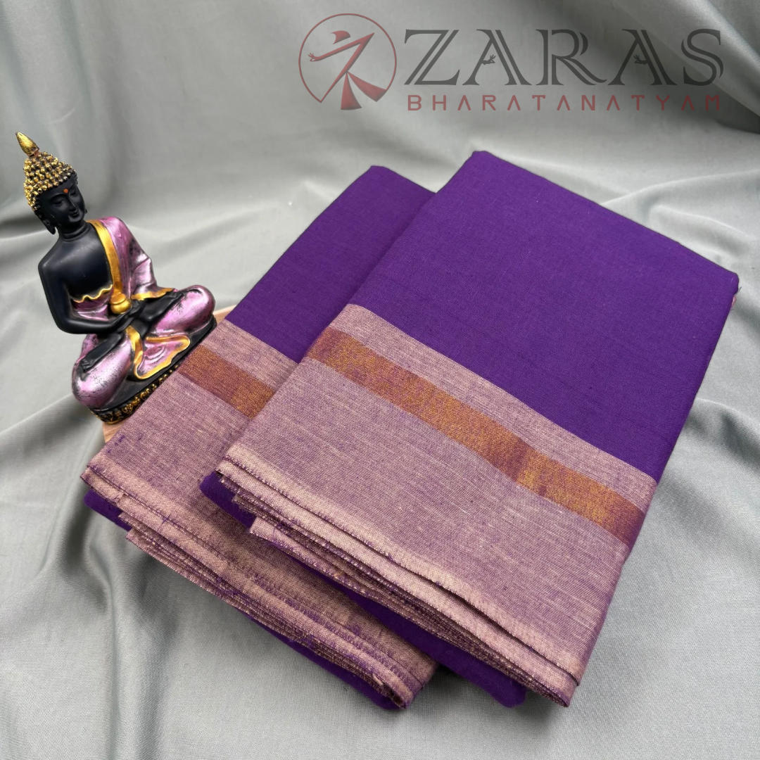 Bharatanatyam Dance Practice Saree - Purple with Sandal Plain Saree image 1