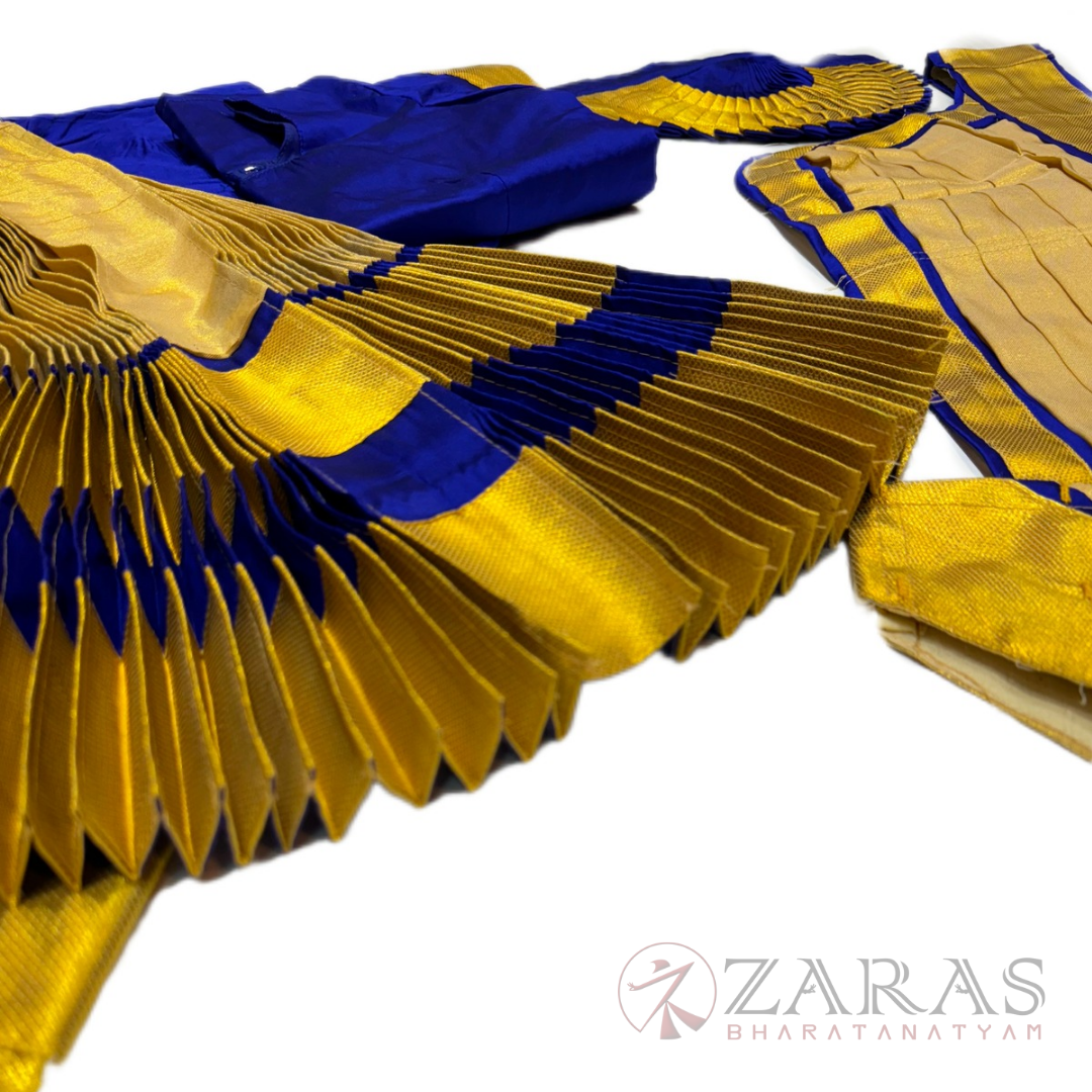 Bharatanatyam Dance Costume Readymade - Blue with Gold Tissue image 1