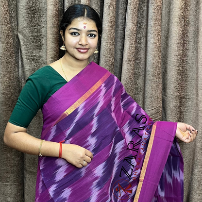 Bharatanatyam Dance Practice Saree - Violet Purple Mixed Ikkat Saree image 0