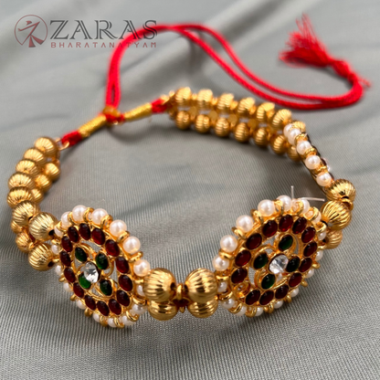 Bharatanatyam Dance Jewellery - 2L Gold Balls Choker Kemp 3S image 0
