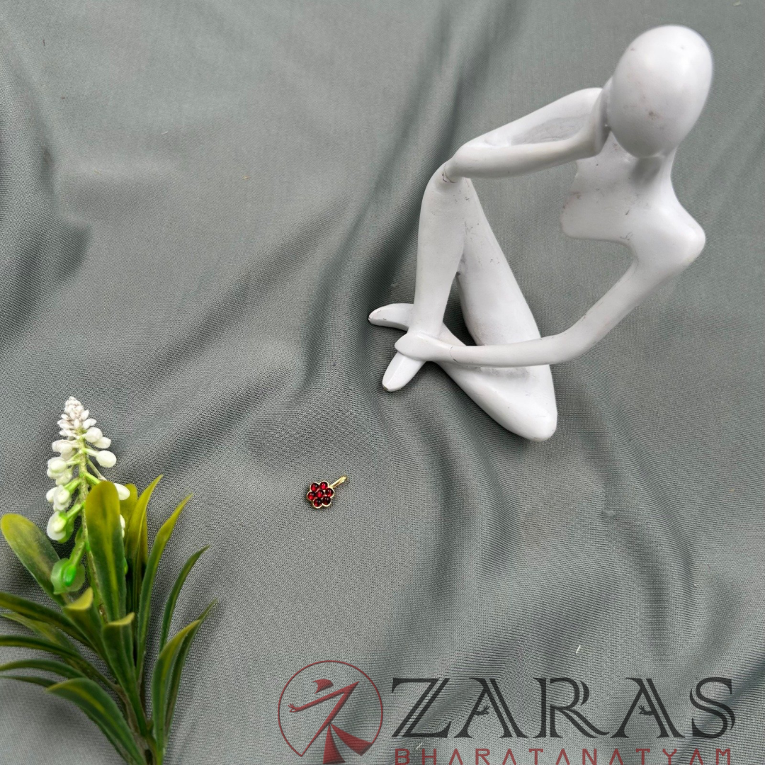 Bharatanatyam Dance Jewellery - 7 S Nose Pin Red kemp image 3