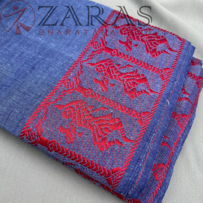 Bharatanatyam Dance Practice Saree - L Ink Blue Doll Border image 1