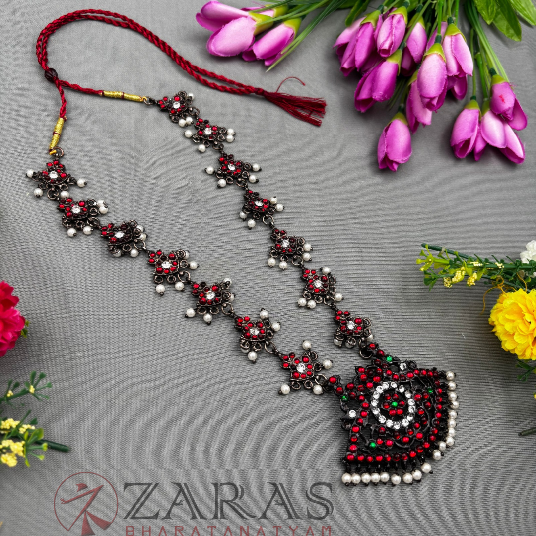 Bharatanatyam Dance Jewellery Black - Thilagam Design RG Kemp CS Short Haaram image 1